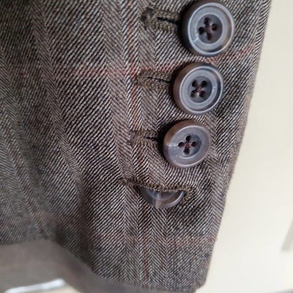 Hickey Freeman Men's Custom Surgical Cuffs Brown Plaid Wool 2 Button Blazer 51 R - Picture 2 of 7